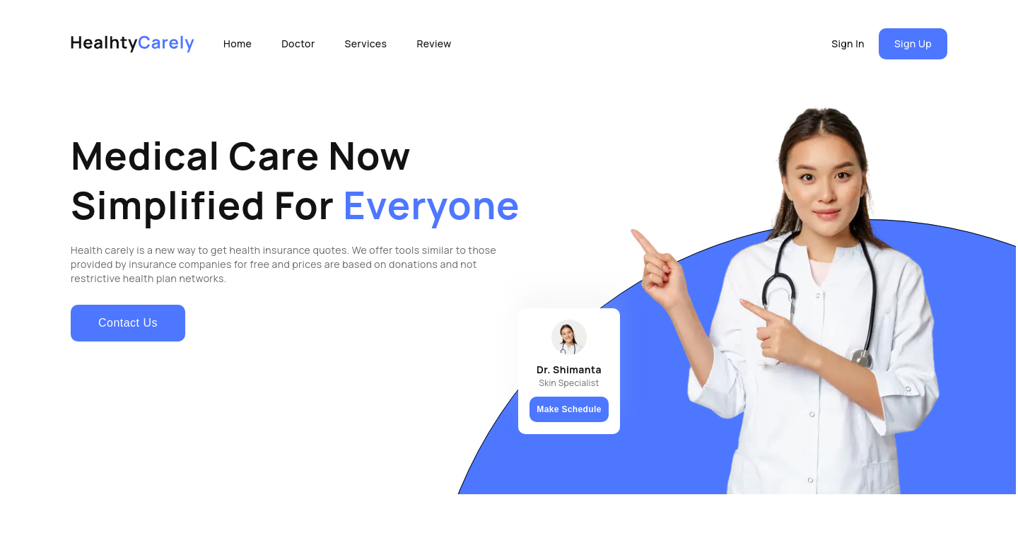 Скриншот проекта HealhtyCarely - HTML5, LESS, JS, Gulp, БЭМ, LazyLoad, Mobile First, Swiper